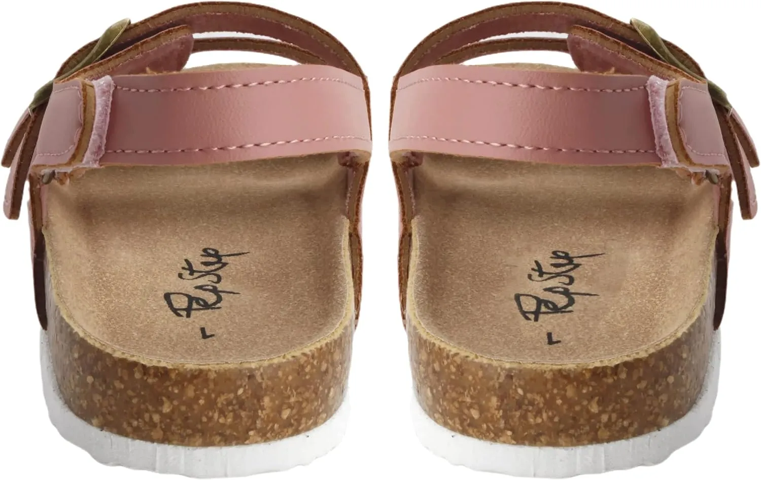 PepStep Double Buckle Cork Footbed sandals for Boys or Girls - Comfortable Real Suede Insole – Arch Support – Light Weight