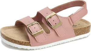 PepStep Double Buckle Cork Footbed sandals for Boys or Girls - Comfortable Real Suede Insole – Arch Support – Light Weight