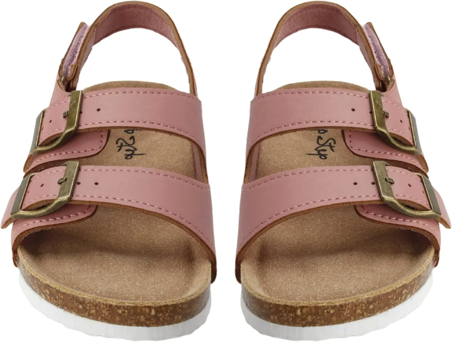 PepStep Double Buckle Cork Footbed sandals for Boys or Girls - Comfortable Real Suede Insole – Arch Support – Light Weight