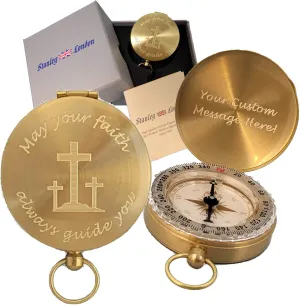 Personalized Compass for Baptism, Confirmation, First Communion | Engraved Gift of Faith for Catholic or Christian Men, Teen Boy, Boys, Son, Grandson