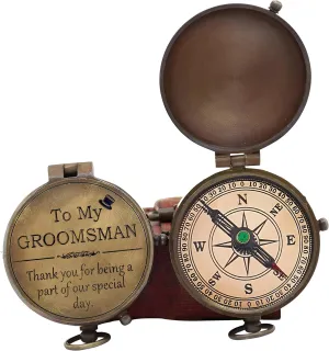 Personalized Groomsmen Gifts, to My Groomsmen Compass Engraved Pocket Compass for Groomsmen Bestman, Wedding Gifts, Valentine's Day for him