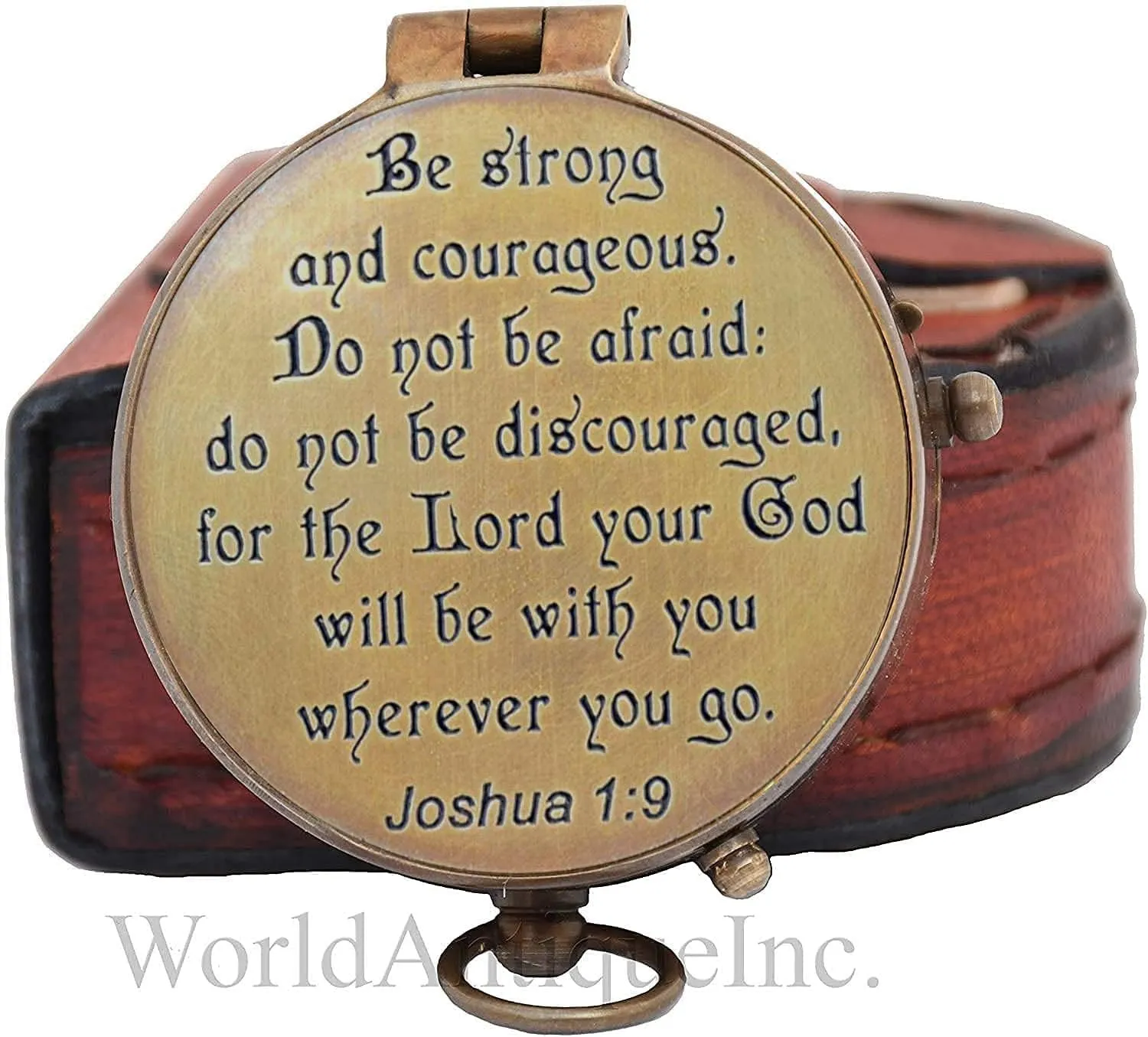 Personalized Inscription Antique Brass Compass Engraved with Leather Case Son Mom Children Gift Baptism Birthday Working Compass
