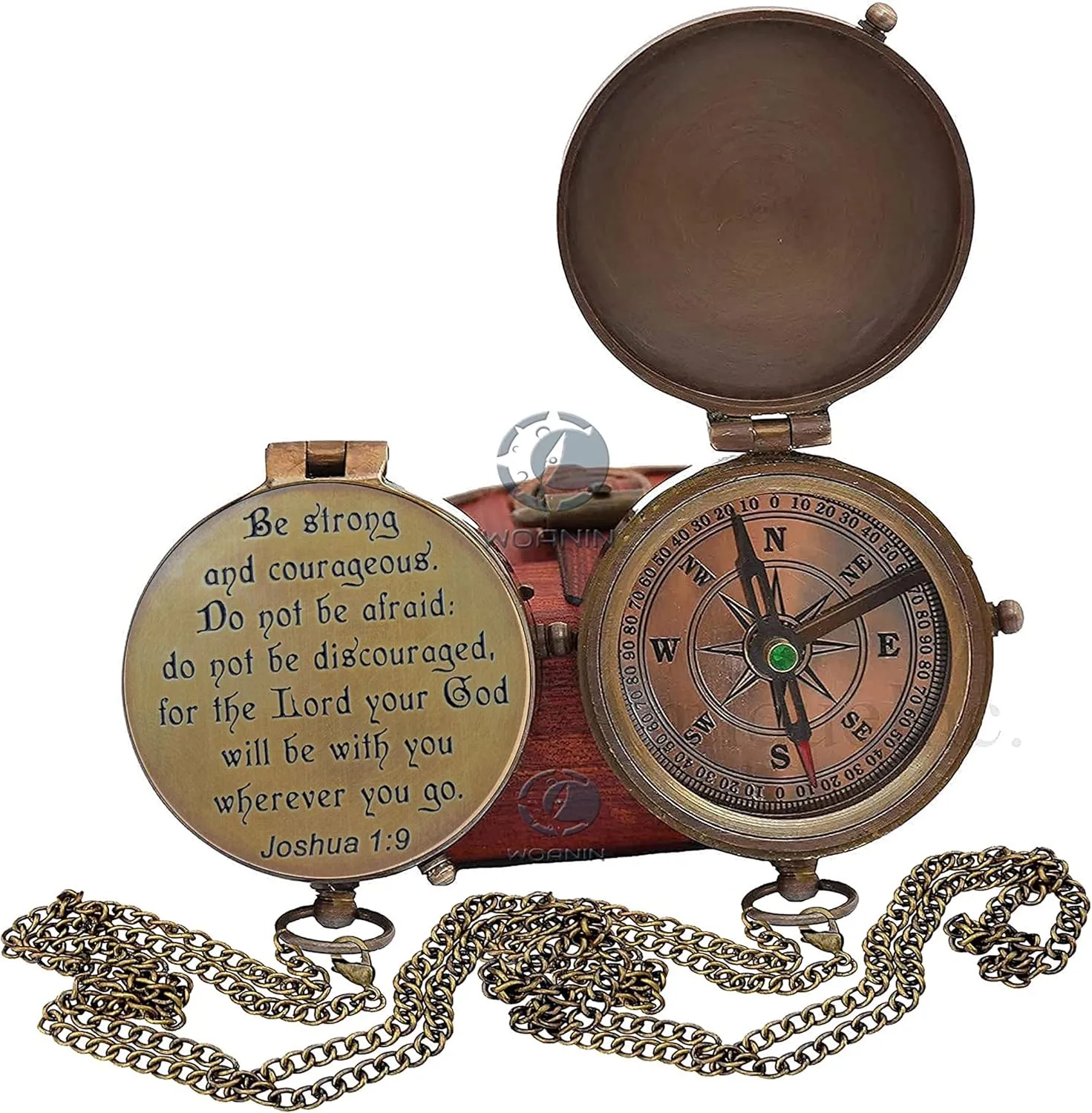 Personalized Inscription Antique Brass Compass Engraved with Leather Case Son Mom Children Gift Baptism Birthday Working Compass