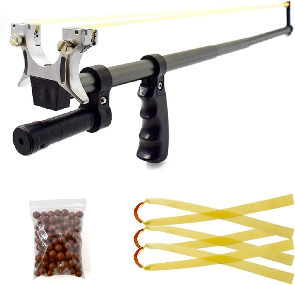 Piaoyu Telescopic Slingshot, with High-Power Rubber Band and 100g Mud Pill, Stainless Steel Outdoor Hunting Catapult Equipment