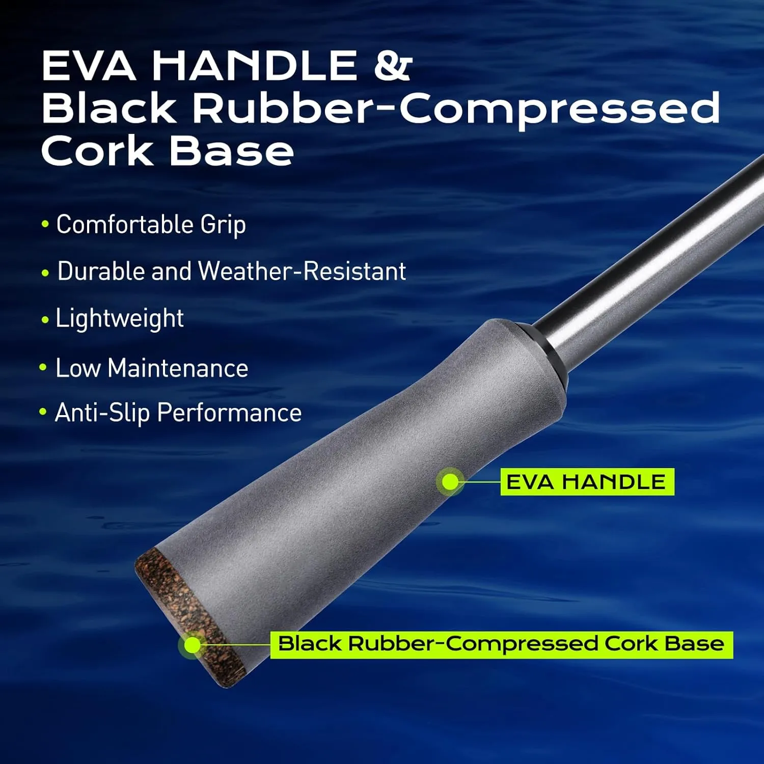 Pioneer Bass Fishing Rod, Spinning Rod with 24T Carbon Fiber, Casting Rod 6'-8' Medium Fast Action Moderate Power, Fishing Rod with TS Ceramic Guides All Purpose, 70° EVA Handle, 2 Pieces