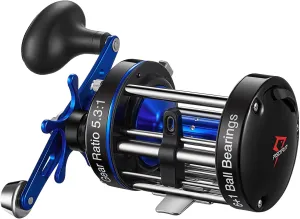 Piscifun Chaos XS Baitcasting Fishing Reel, Reinforced Metal Body Round Baitcaster Reel, Smooth Powerful Saltwater Inshore Surf Trolling Reel, Conventional Reel for Catfish, Musky, Bass, Pike