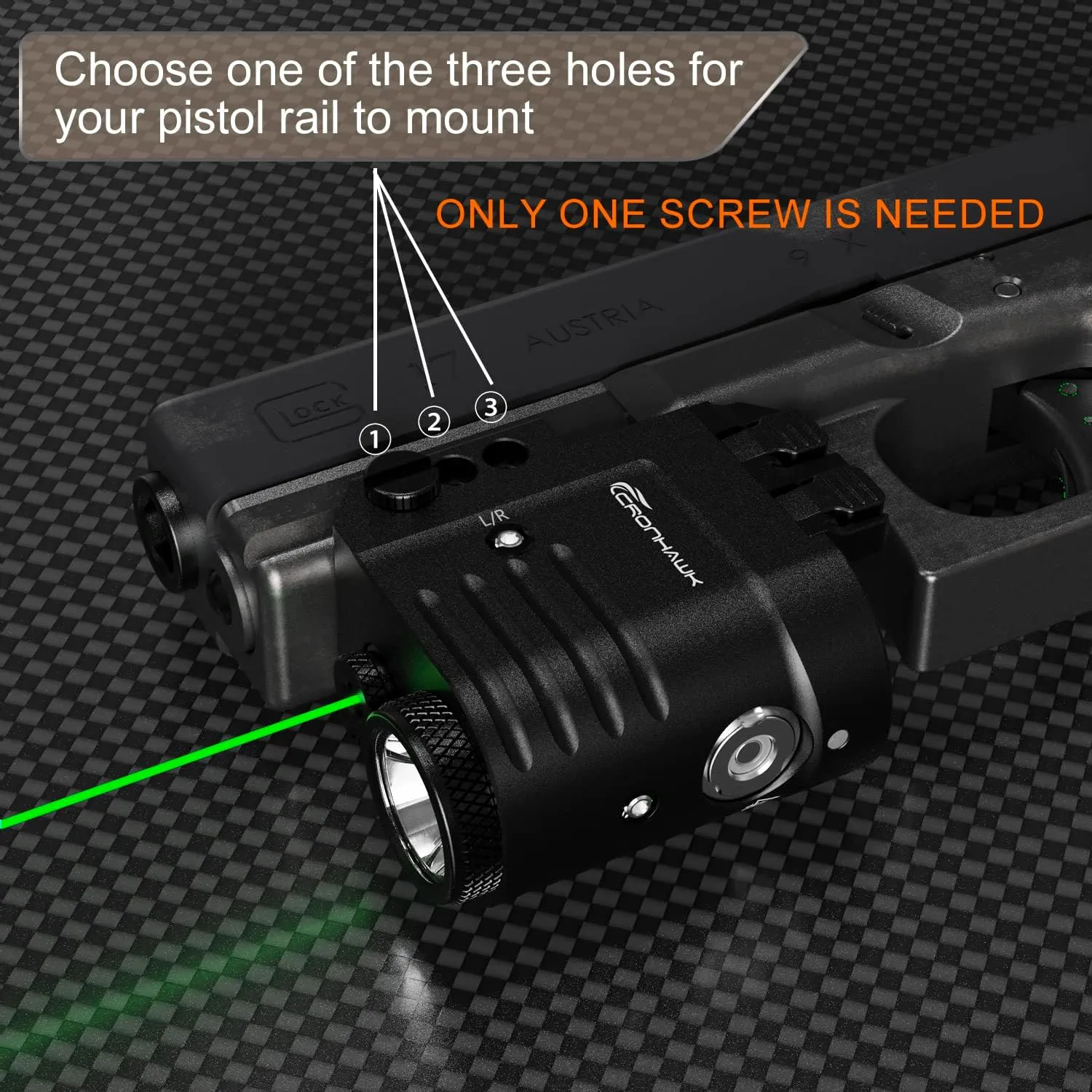 Pistol Laser Light Combo 650 Lumen Rechargeable Tactical Green Laser Flashlight Combo Compatible with Picatinny 1913, Laser Class II