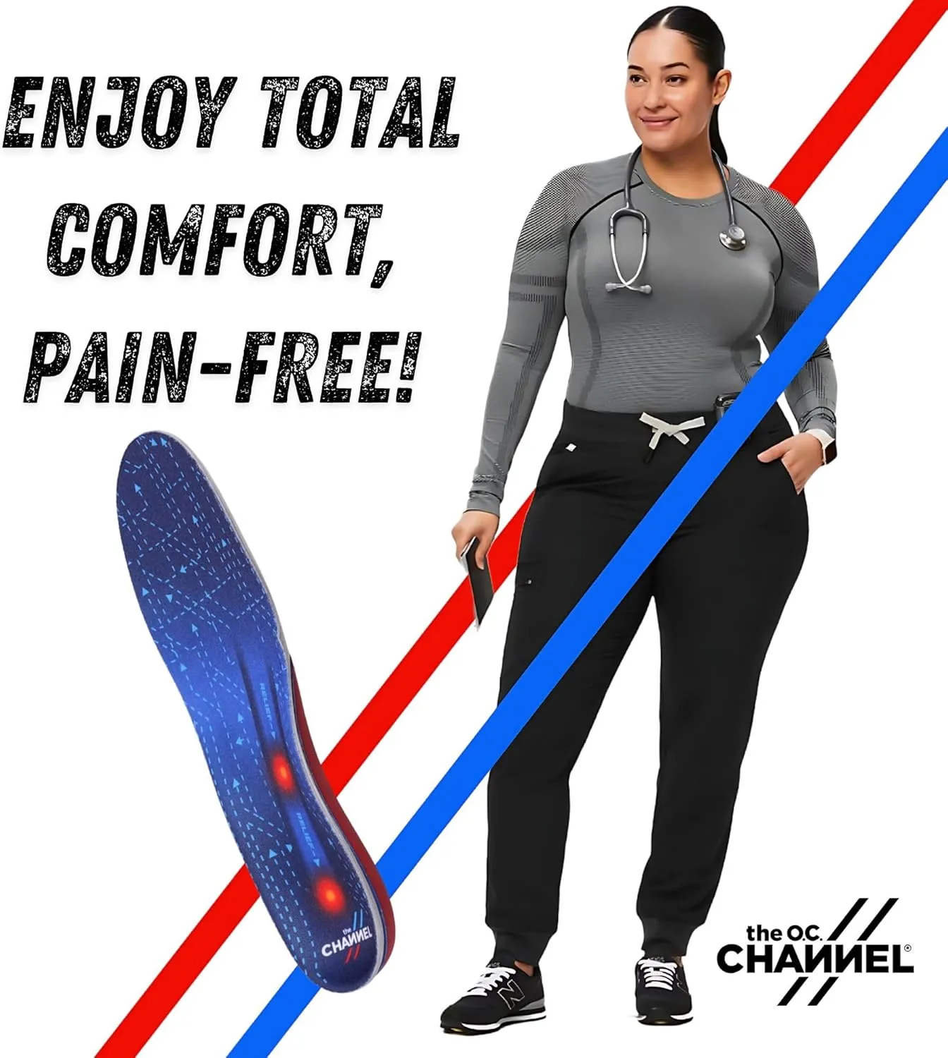 Plantar Fasciitis Relief Insole - Heel Pain Relief - Medium Women (9-11) Men (8-10) - Low Arch -Patented Technology -Tested with Athletes –