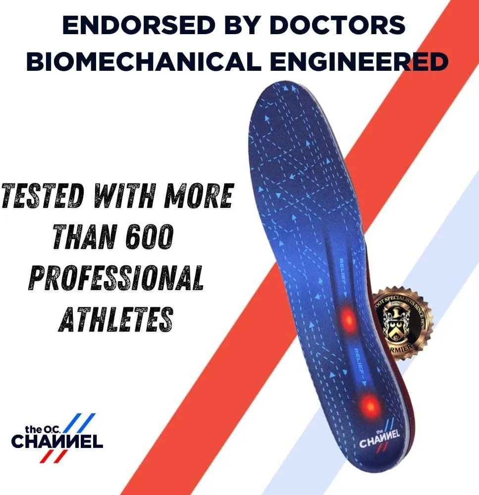 Plantar Fasciitis Relief Insole - Heel Pain Relief - Medium Women (9-11) Men (8-10) - Low Arch -Patented Technology -Tested with Athletes –