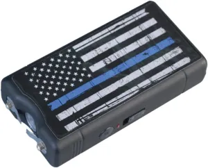 Police Force Blue Line 9,000,000* Stun Gun Flashlight for Self Defense w/Disable Pin, Safety Switch, and Rechargeable Battery