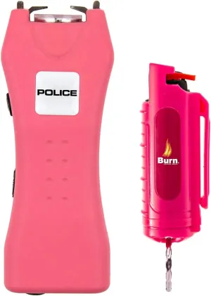 Police Stun Gun Burn Pepper Spray Combo Women Men Self Defense - 618 Pink