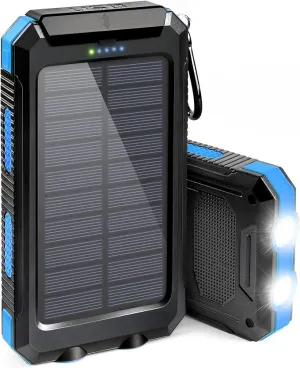 Portable Charger, Solar Charger, 38800mAh Solar Power Bank with 2.4A USB-A Output Ports Compatible with iPhone, Samsung Galaxy, and More, Dual Emergency LED Flashlight Perfect for Hiking, Camping