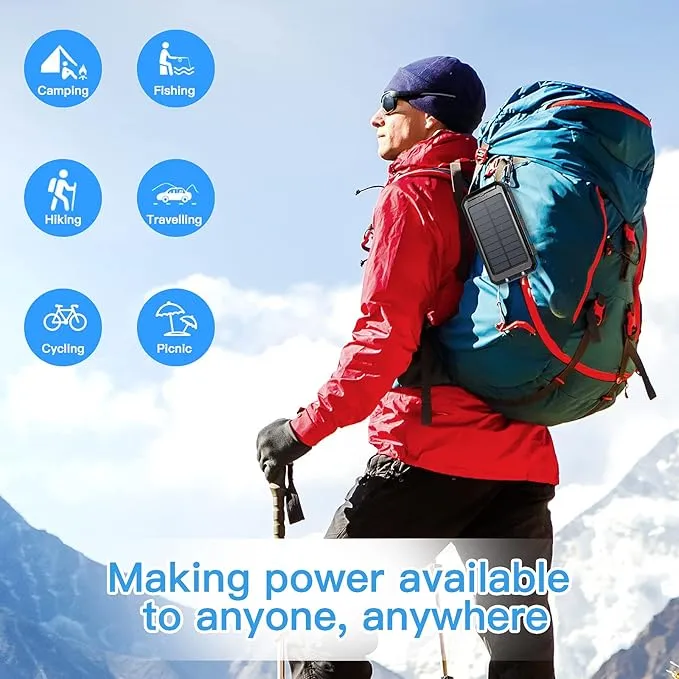 Portable Charger, Solar Charger, 38800mAh Solar Power Bank with 2.4A USB-A Output Ports Compatible with iPhone, Samsung Galaxy, and More, Dual Emergency LED Flashlight Perfect for Hiking, Camping