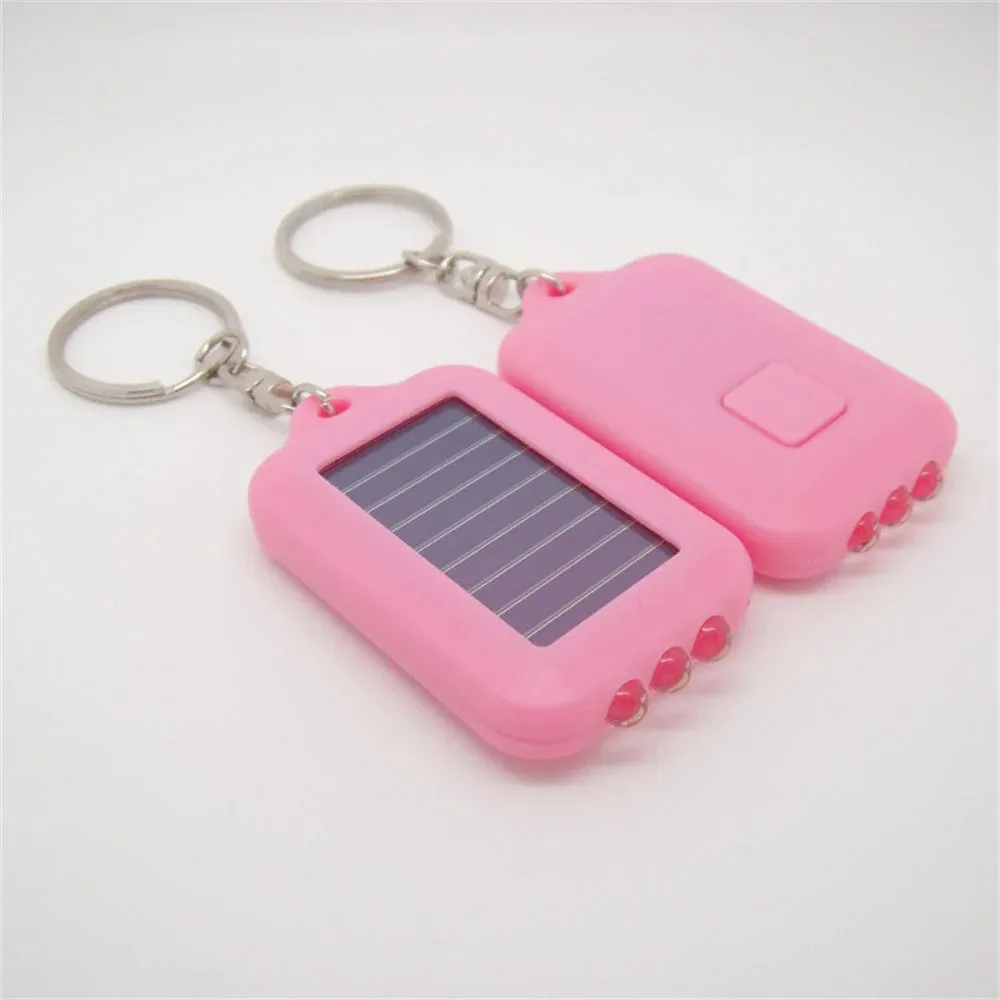 Portable Mini LED Flashlight Keychain Light Solar Rechargeable Outdoor Camping Hiking Emergency Keyring Flashlight
