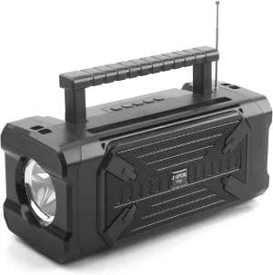 Portable Solar Bluetooth Speaker with Outdoor Emergency Flashlight, FM Radio Function, High Audio Solar Bluetooth Speaker (Black)