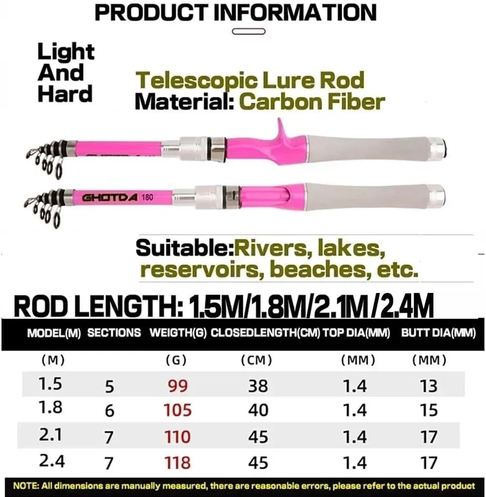 Portable Telescopic Rod Fishing Rod Spinning Casting Rod 1.5-2.4M Carp Freshwater Saltwater Outdoor Travel Fishing Accessories