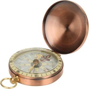 Portable Vintage Retro Metal Copper Flip Cover Pocket Watch Compass Accurate Navigation Tool for Camping Hiking Boating Bronze Color