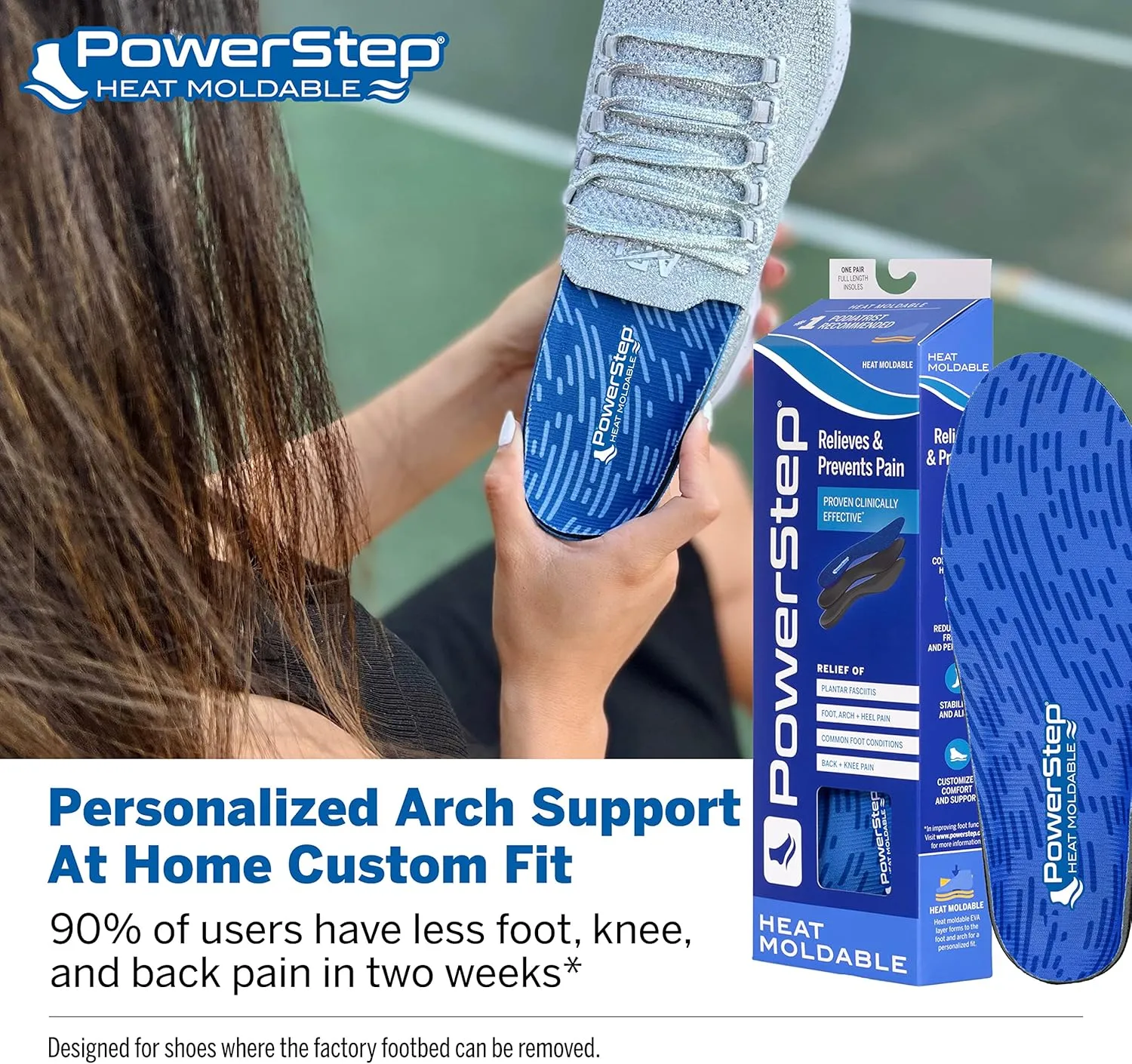 PowerStep Insoles, Custom Fit Orthotic, Molded Arch Support Insole, Exact Fit Instant Custom Orthotic for Women and Men