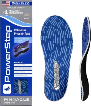PowerStep Insoles, Pinnacle Wide, Wide Feet Arch Support Insole, Extra Wide Arch Support Orthotic for Women and Men,