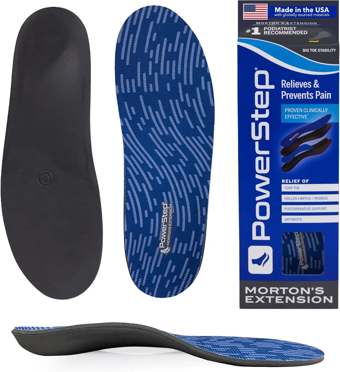 Powerstep Morton's Extension Carbon Fiber Orthotic Insole for Turf Toe, Foot Fractures, & Hallux Rigidus Plus Powerstep Clinically Proven Arch Support