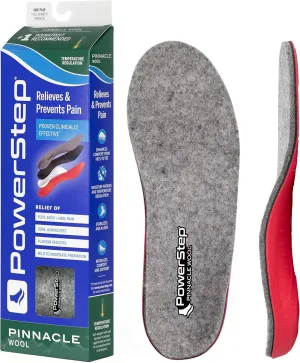 Powerstep unisex adult Pinnacle Wool Insoles Insole, Gray/Red, Men s 6-6.5 Women 8-8.5 US