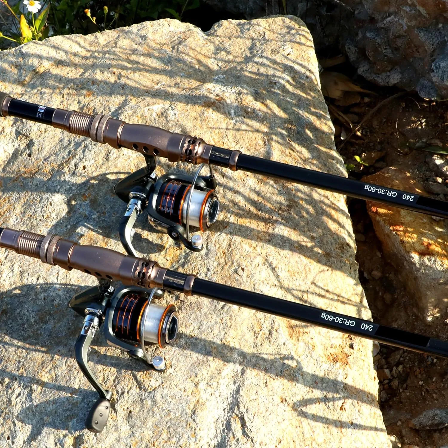 Premium 2-Pack Fishing Combo – Carbon Telescopic Rods & 12 1 Bearing Reel