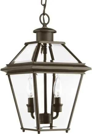 Progress Lighting P6537-20 Burlington Two-Light Hanging Lantern, Oil Rubbed Bronze
