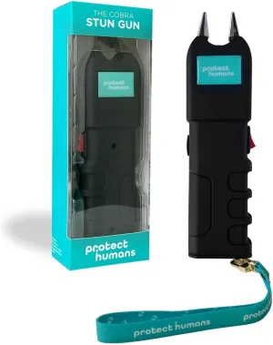 Protect Humans Stun Gun, with Safety Switch, 1.85 µC stun for Personal Self Defense, LED Flashlight, Rechargeable Battery