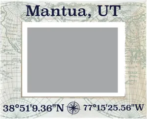 R and R Imports Mantua Utah Souvenir Wooden Photo Frame Compass Coordinates Design Matted to 4 x 6