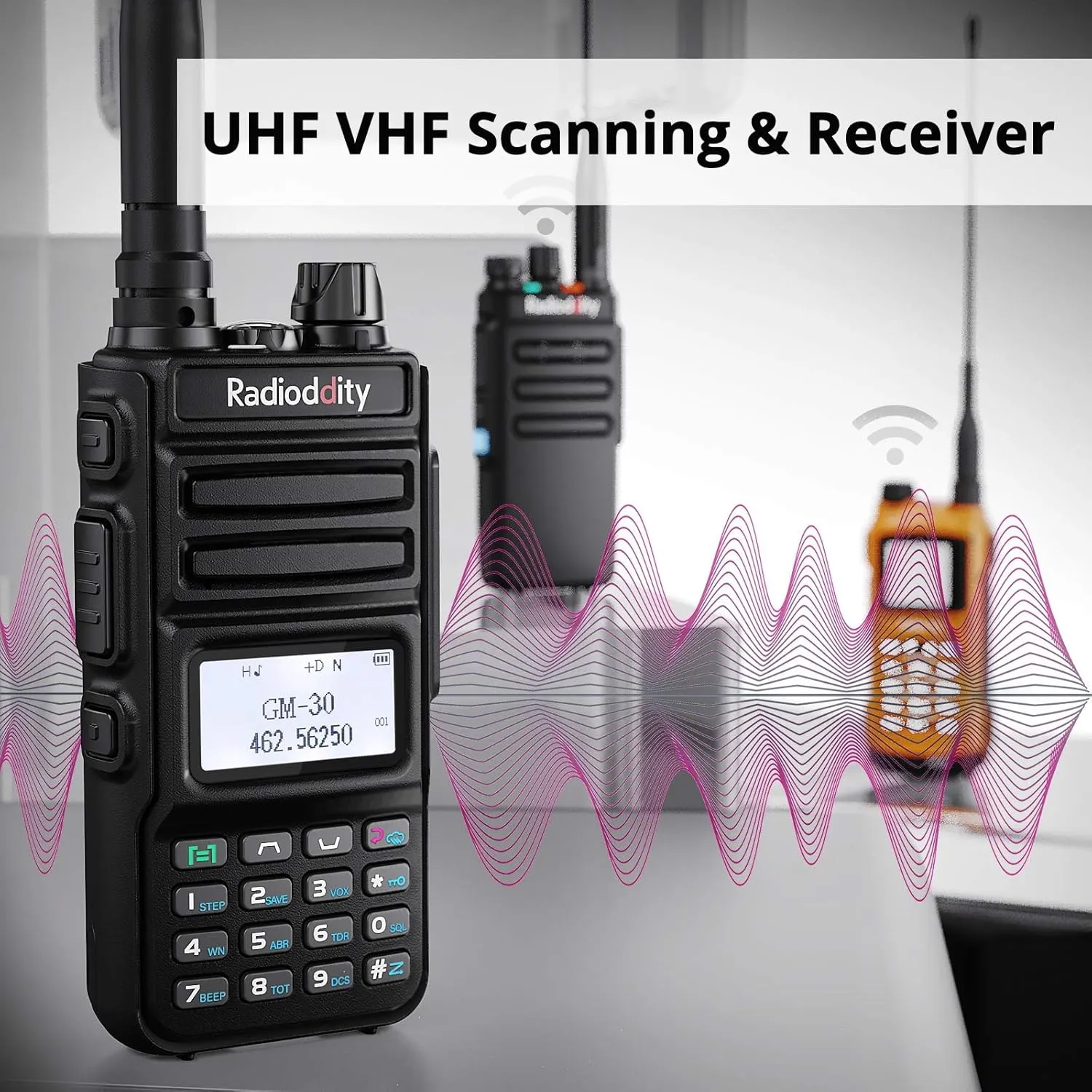 Radioddity GM-30 GMRS Radio Handheld 5W Long Range Two Way Radio for Adults, GMRS Repeater Capable, with NOAA Scanning & Receiving, Display SYNC, for Off Road Overlanding Family Use, 1 Pack