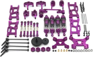 Rc Shock Absorber For WLtoys 144010 144001 144002 124017 124019 Metal 44T 27T Gear Drive Shaft Shock Absorber 14 Pack RC Car Parts Accessories Replacement Use(Purple)