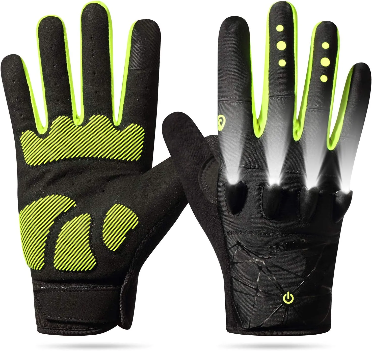 Rechargeable 4 LED Flashlight Cycling Gloves Hands Free Led Flashlight for Running Walking Fishing Riding Safety Glove Bicycle Flashlight Glove for Men Gift Full Finger Led Flashlight Gloves for Men