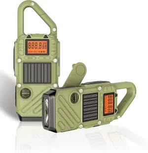 Rechargeable Adult Walkie Talkie with Emergency Solar Hand Crank Charging with FM/NOAA,Weather Alert,LED Flashlight-USB Charging and SOS Siren Long Range 2-Way Radio