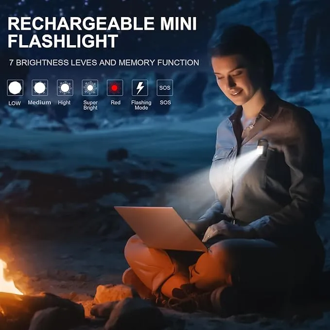 Rechargeable EDC Flashlight, 1200 Lumens Compact Pocket Clip Light | Dual Light Sources, USB C Charging, Magnetic Base | Ideal for Emergency.