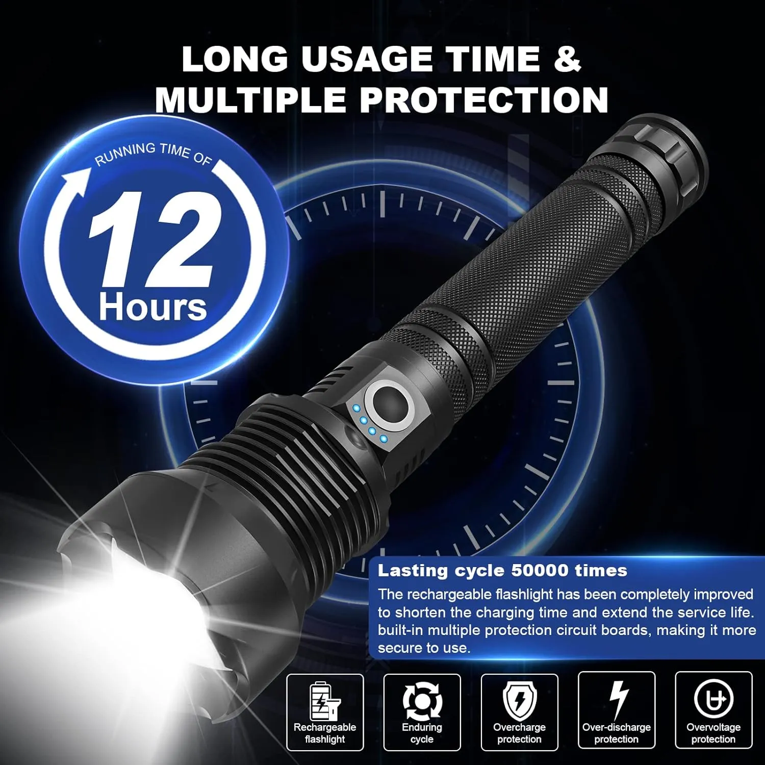 Rechargeable Flashlight with High Lumens