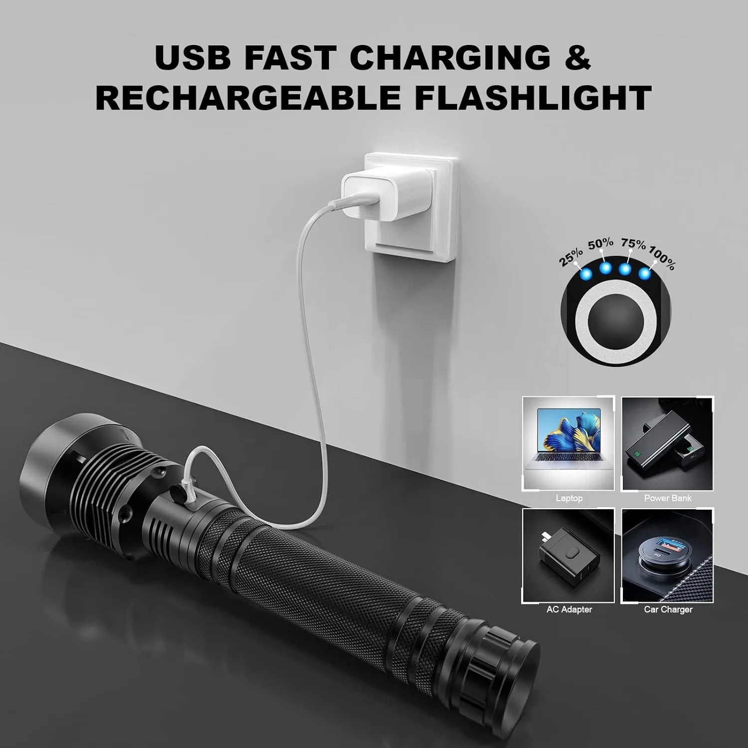 Rechargeable Flashlight with High Lumens