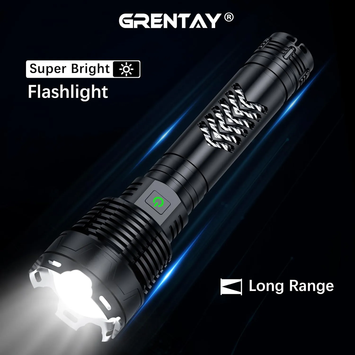 Rechargeable LED Flashlights 3600.000 High Lumens, Super Bright Flashlight with Input and Output Functions,Tactical Flashlight for Camping Home Emergencies (Large, Piece, 1)