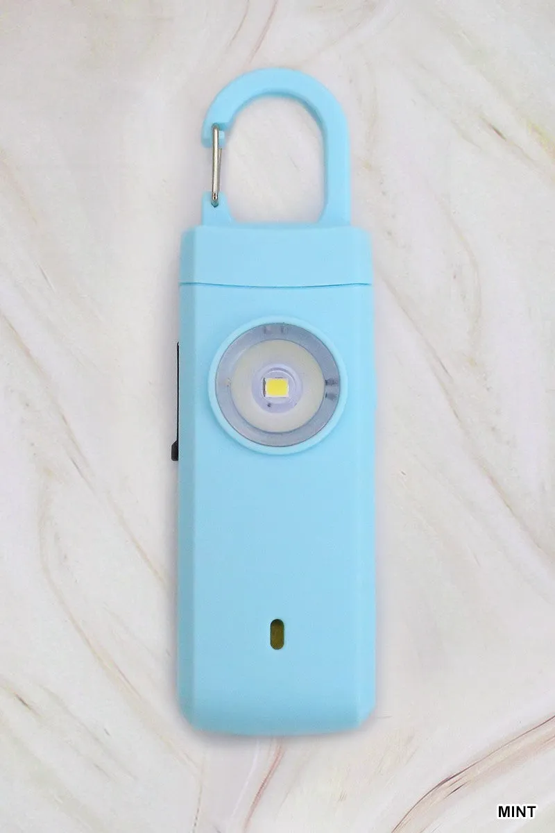 RECHARGEABLE PERSONAL SAFETY ALARM AND FLASHLIGHT