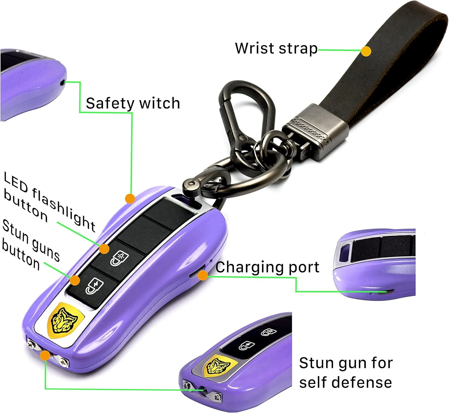 Rechargeable Stun Guns Self-Defense with LED Flashlight,Rechargeable Stun Gun for Woman