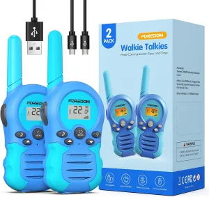 Rechargeable Walkie Talkies for Kids Walkie Talkies Long Range for Boy & Girl Age 3 to 12 Year Old Birthday Toys - 2 Pack