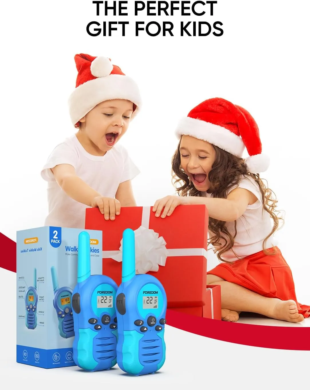Rechargeable Walkie Talkies for Kids Walkie Talkies Long Range for Boy & Girl Age 3 to 12 Year Old Birthday Toys - 2 Pack