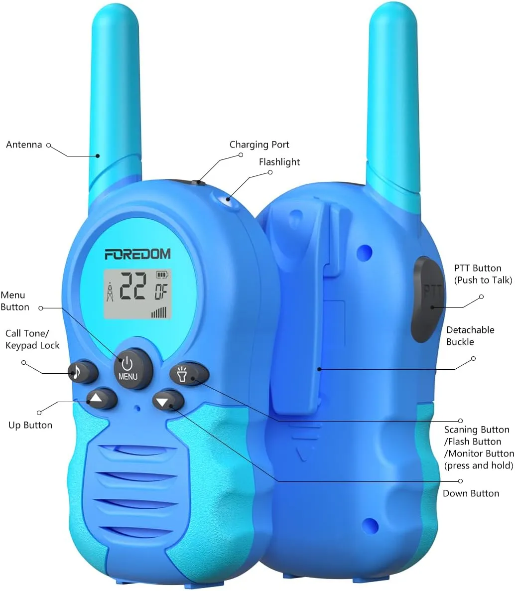 Rechargeable Walkie Talkies for Kids Walkie Talkies Long Range for Boy & Girl Age 3 to 12 Year Old Birthday Toys - 2 Pack