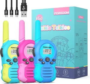 Rechargeable Walkie Talkies for Kids Walkie Talkies Long Range for Boy & Girl Age 3 to 12 Year Old Birthday Toys - 3 Pack