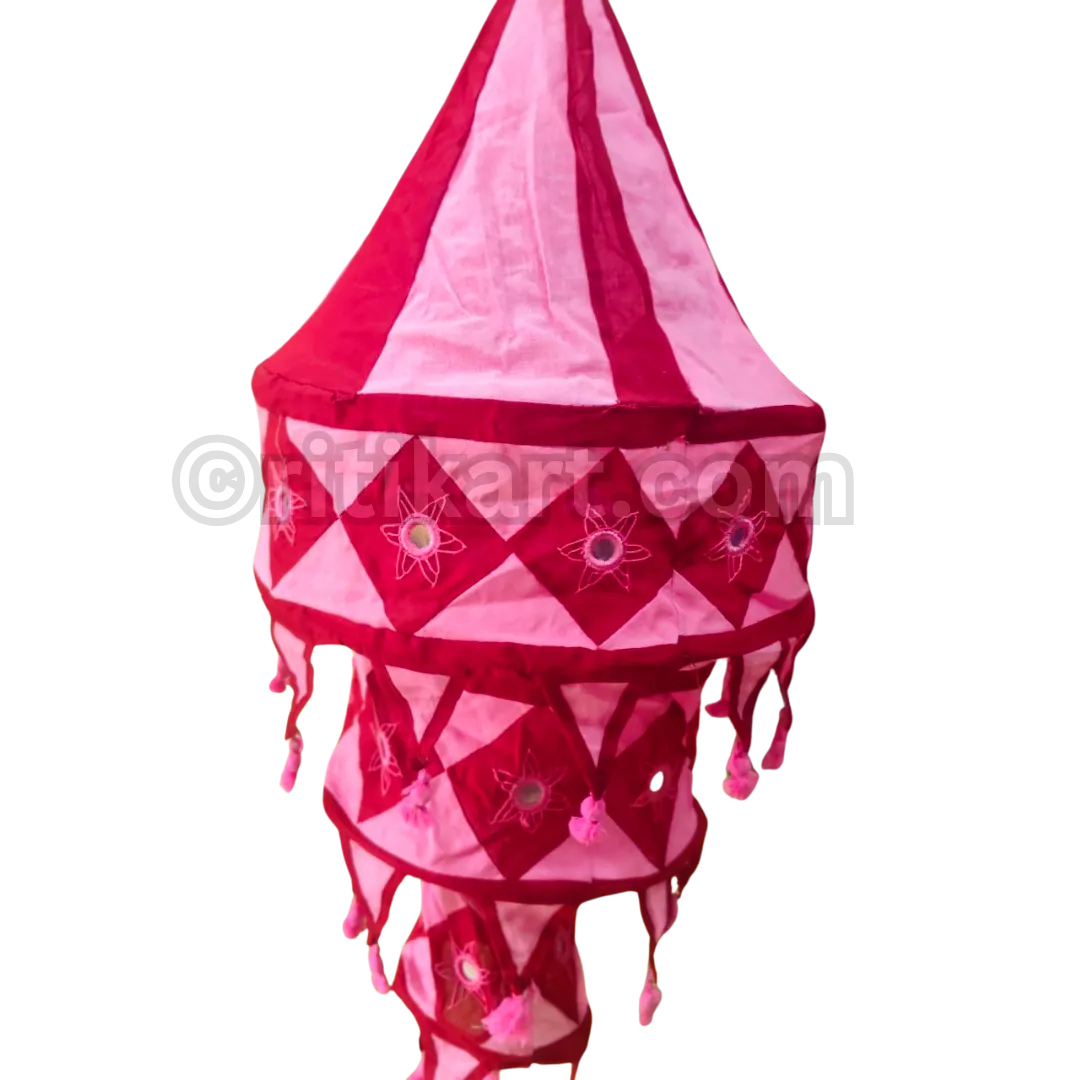 Red & Pink Hanging Pipili Lampshade Applique - 3 steps