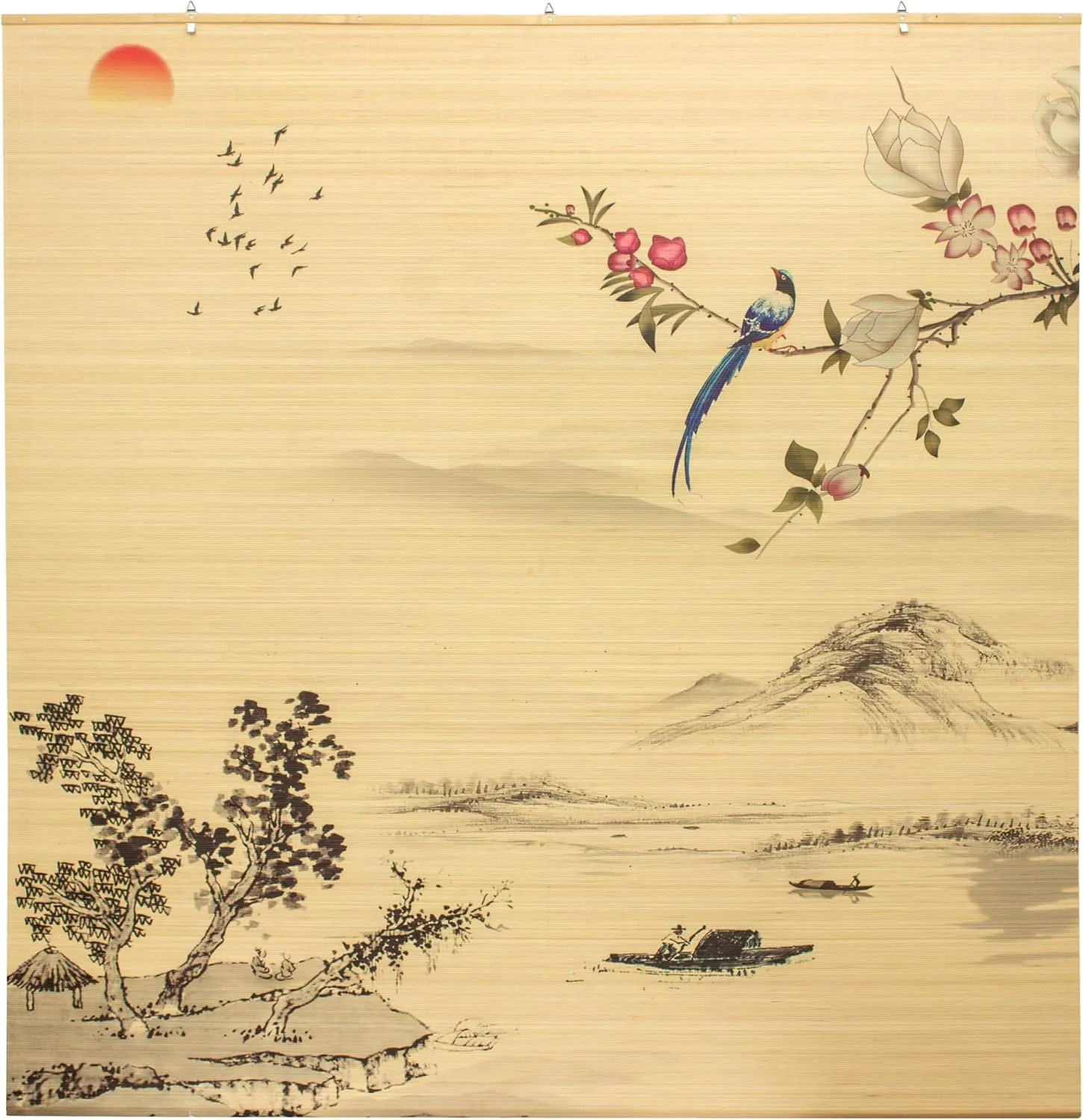 Red Lantern Bamboo Window Shade Blind - Rising Sun 72" Wide