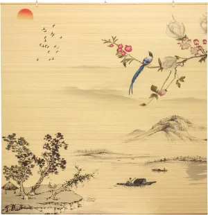 Red Lantern Bamboo Window Shade Blind - Rising Sun 72" Wide
