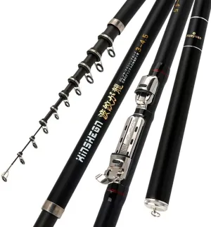 REMYS Carbon Fiber 2.4M-6.3M Rock Fishing Rod Telescopic Portable Travel Ultralight Carp Feeder Fishing Rod Spinning Rod Boat Sea