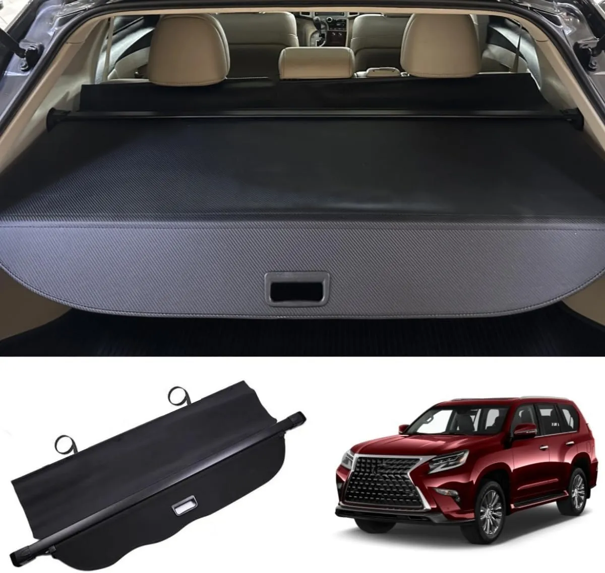 Retractable Cargo Cover Compatible with Lexus GX 460 GX460 2010-2023, Rear Privacy Screen Car Storage Trunk Luggage Tonneau Security Shade Protector Anti Theft Shield (Not fit for 2024 GX550)