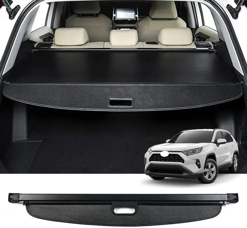 Retractable Cargo Cover Compatible with Nissan Kicks 2018-2024 Shield Security Shade Privacy Screen Tonneau Luggage Cargo Trunk Organizers (Carbon Fiber Texture)