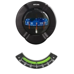 Ritchie Bulkhead Mount Venture SR-2 Sail Boat Compass (Black Housing/Clinometer)